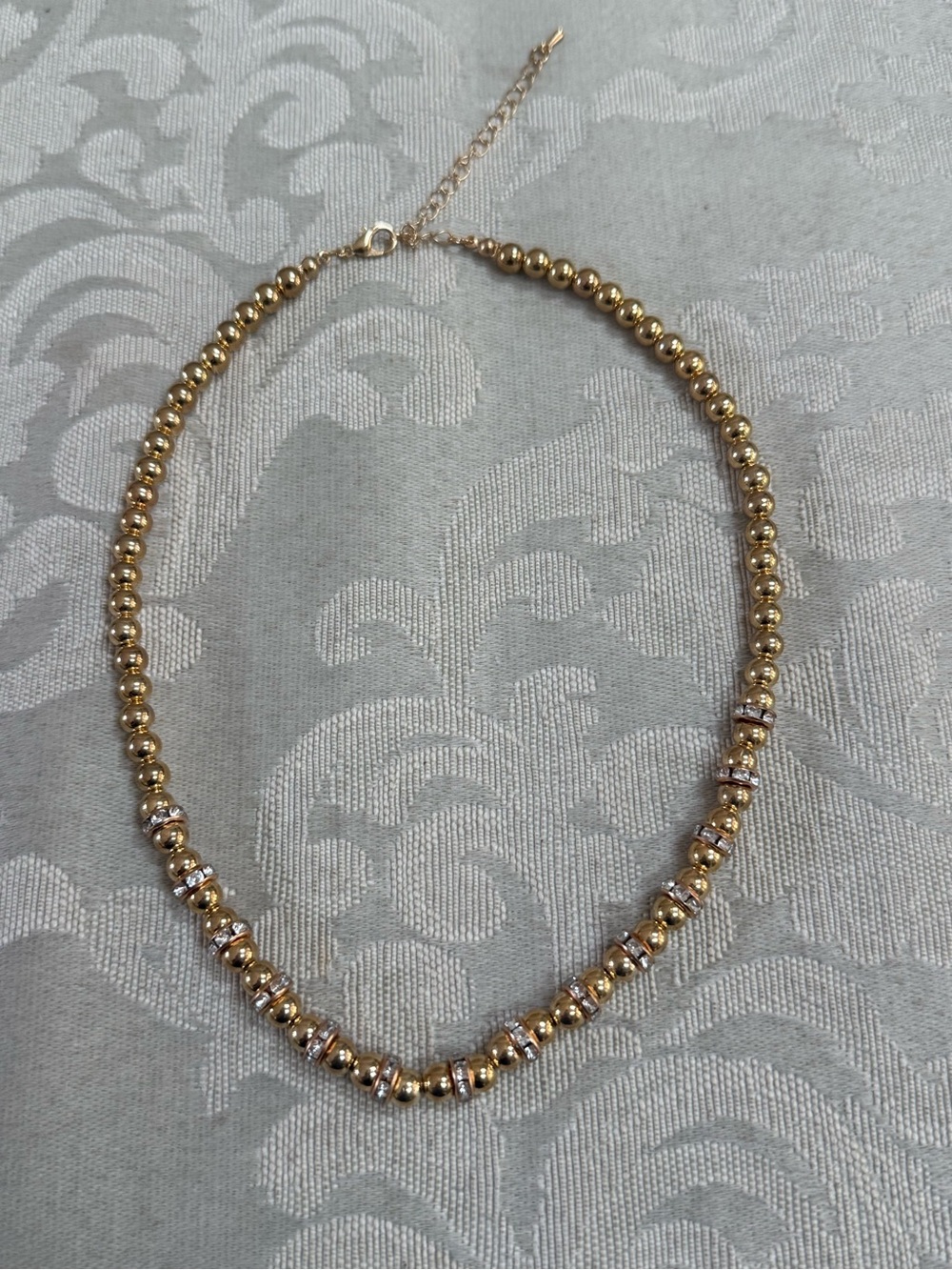 Gold Beaded Necklace with Sparkling Accents